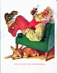 Large 1958 full-page color Santa ad for Coca-Cola