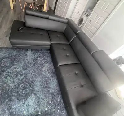 Modern Black Leather Sectional Sofa, View more