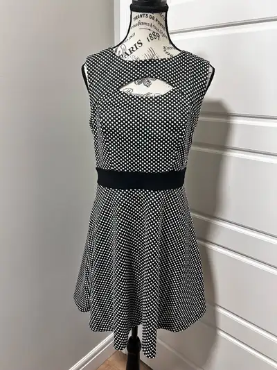 Monteau dress Black and White Polka Dot Dress size L, View more