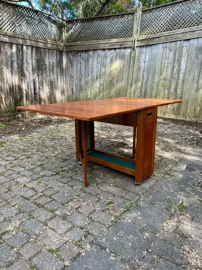 teak fold down table and chairs , View more