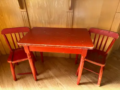 Sweet Antique/Vintage  Children’s Table and (2) Chair Set, View more