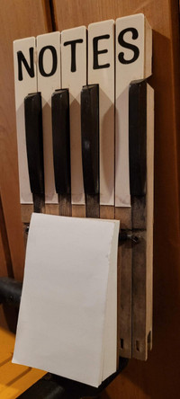 Notes wall hanger, made from real piano keys,