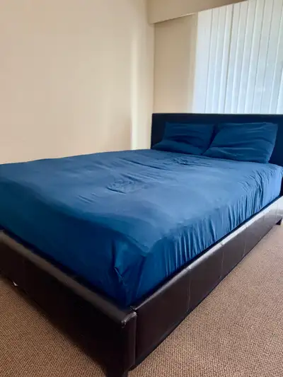 Queen Size Leather Bed Frame with Beautyrest GL5 World Class Ult, View more