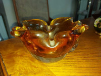 Small but heavy MCM vintage Mid-century Murano style amber art g