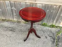 Small Round Solid Wood Table W/ Drawer 