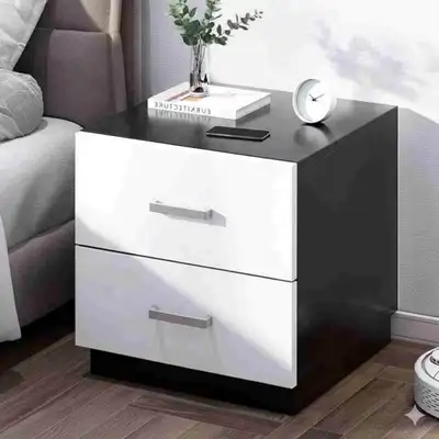 Black White 2-Drawer Nightstand Bedside Table, View more