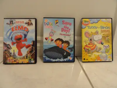 DVD MOVIES FOR KIDS - DORA THE EXPLORER, ELMO, TOOPY & BINOO. --- 3 DVD MOVIES: #1.The Adventures of...