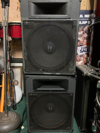 TOA PA speakers with stands 