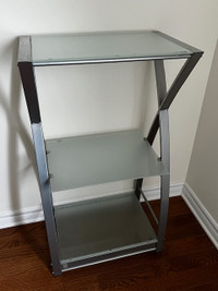 Shelf, metal and glass, 3- level.  Very good condition.