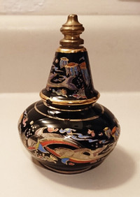 Vintage TCA Black Porcelain Perfume & Lotion Decanter