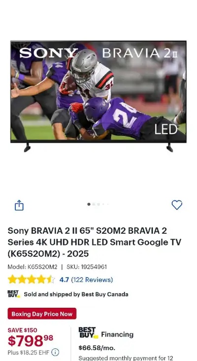 Sony 65” Smart TV for Sale – Excellent Deal!, View more