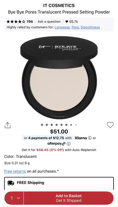 BNIB IT COSMETICS Bye Bye Pores  Pressed Setting Powder, View more