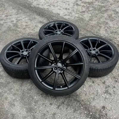 Gloss Black 21" Audi RS6 Original (2022) Audi Sport Rims with TPMS and Continental WinterContact TS8...