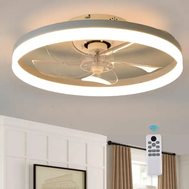 Leoezya Flush Mount Ceiling Fan with Light, 6 Speeds, LED Dimmab in Indoor Lighting & Fans in Mississauga / Peel Region - Image 8