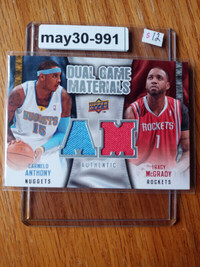 2009-10 UD Dual Game Materials Tracy McGrady Carmelo Anthony