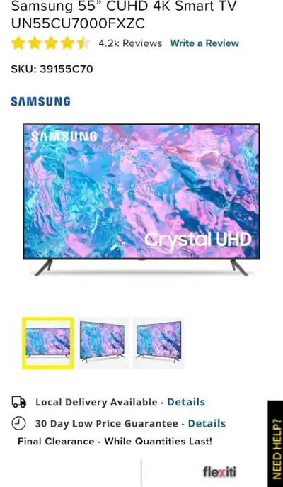  SAMSUNG TV SALE! 55" SAMSUNG 4K CRYSTAL UHD SMART HD, View more