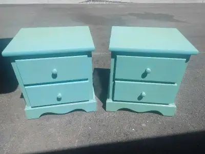 Turquoise Painted Wooden Nightstands, View more