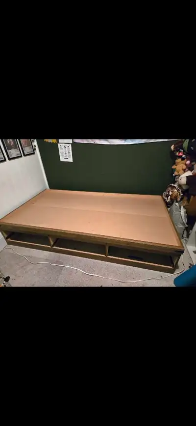 Twin Bed Wood Frame with 3 Drawers, View more