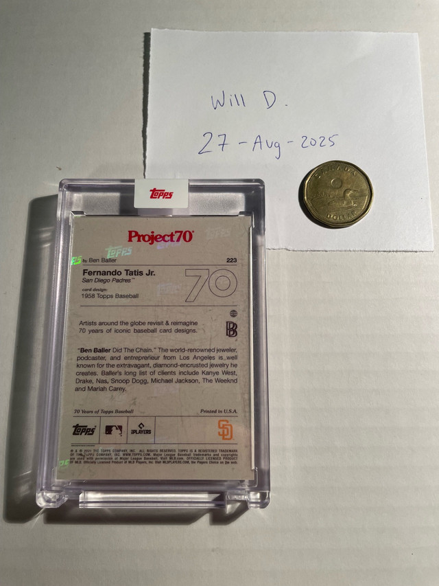 Fernando Tatis Jr. 2021 Topps Project 70 - Ben Baller #223 in Baseball & Softball in Oshawa / Durham Region - Image 3
