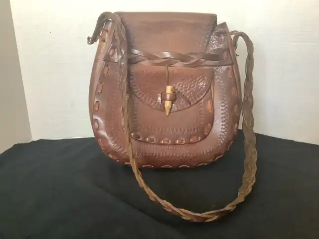 1970s Hand Crafted Artisan Leather Satchel62863738802689121