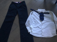 BOY 3 Piece Oxford Formal Suit, Shirt/Pants/tie Size M 10-12 y