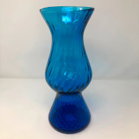Vintage Empoli Optic Blue Glass Large Vase