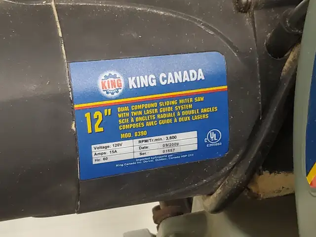 Scie à onglets coulissante à deux biseaux King Canada 12 pouces | Power ...