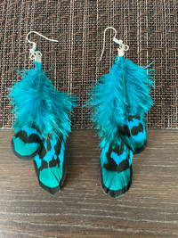Handmade Feather Earrings $10