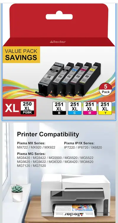 PGI-250XL CLI-251XL Printer Ink Cartridges for Canon 250 and 251, View more