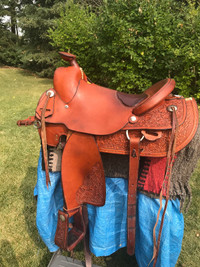 Custom made Western Slick Fork 17 inch saddle package