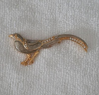 Vintage MCJ enamel & crystal bird of paradise brooch pin signed