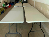 Folding tables and patio chairs