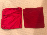 TWO RED BAR STOOL SLIP ON COVERS $20 FOR BOTH