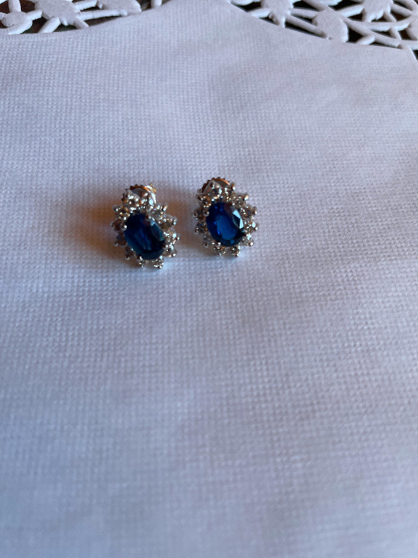 Diamond and sapphire earrings in Jewellery & Watches in City of Halifax