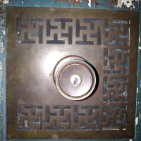 Door Knob - Copper, Round Cone, 9-Inch Back Plate, Retro 1950's