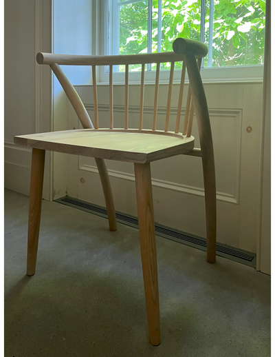 Solid ash with soap finish, bench with matching chair and coatrack. Made in Canada by Toronto’s Karb...