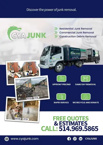 Fast Junk Removal in montreal area same day service 514-969-5865, View more
