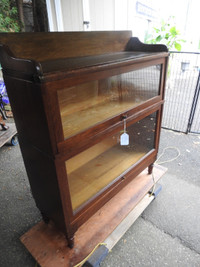 antique barrister bookcase two glass level , gallery top