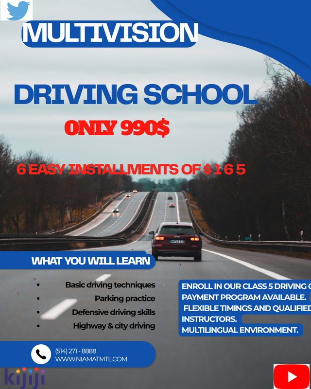 FULL CLASS-5, CAR DRIVING COURSE WITH APPROVED SAAQ SCHOOL572421243352524803
