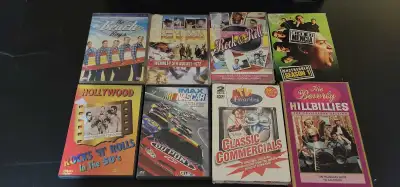 1 lot of 7 DVDs & 1VHS : 1x Beach Boys 1x Hollywood Rock N Roll In the 50's 1x The London Rock & Rol...