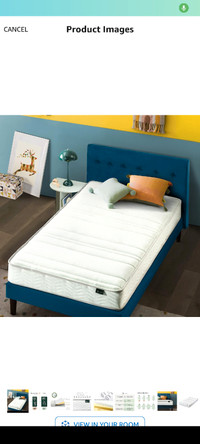Zinus twin mattress with metal frame for sale. 