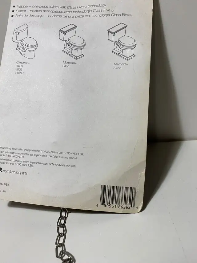 Kohler GP1039444 3-1/4-Inch Flapper Class 5 for One-Piece Toilet in Plumbing, Sinks, Toilets & Showers in Markham / York Region - Image 4