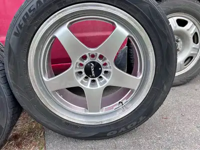 Fits both 5x114.3 and 5x120 bolt pattern two are 17x7 JJ 38 and the other are 17x9 JJ 35. They have...