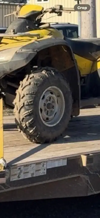 Basically brand new tires on it the front tires are 25 x 8 tires and the rears are 25 x10 ￼ the rims...