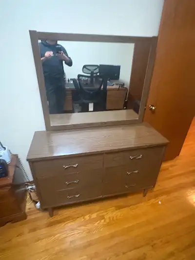 Free delivery used antique Wooden Dresser with Mirror, View more
