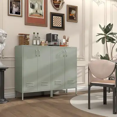 Modern Sage Green Metal Storage Cabinet NEW, View more