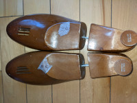 Vintage wide toe heavy wooden shoe tree form shaper pusher