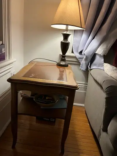 Antique Side Table & Lamp, View more