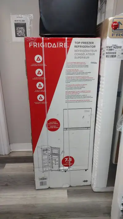 brand new Frigidaire 7.5 Cu Ft Top Freezer Fridge -stainless, View more