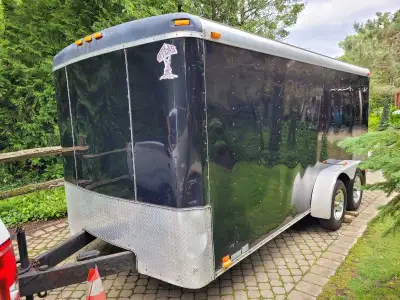 2012 Atlas 16' x 7' enclosed trailer. Ramp door, 2x 3500lb axles with electric brakes